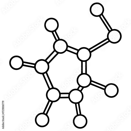 Scientific Molecule Outline Vector Illustration