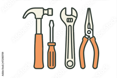 Collection of essential hand tools for home repair and maintenance