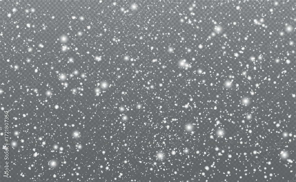 Fototapeta premium White falling snow on transparent background