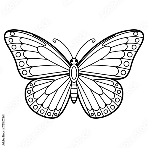 Black and white outline of a butterfly