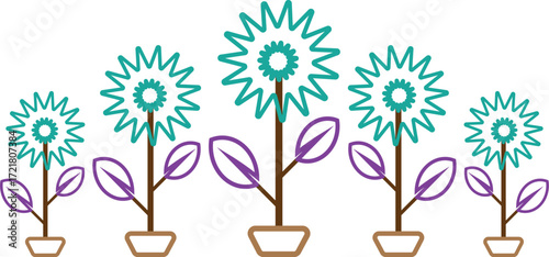 Outline Flower Tree Silhouette Vector Bundle for Plant Logos, Leaf Icons, Gardening Projects, and Botanical Illustrations