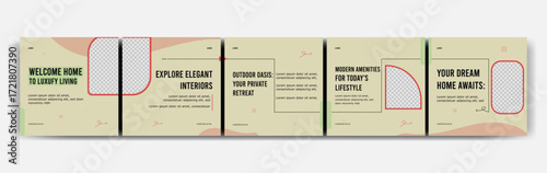 Social media carousel post template,  real estate carousel template for instagram, eps vector illustration