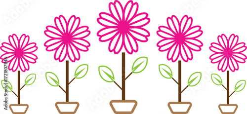 Elegant Minimalist Flower Trees Outline Vector Silhouettes for Foliage Logos, Seasonal Projects, and Botanical Art Concepts