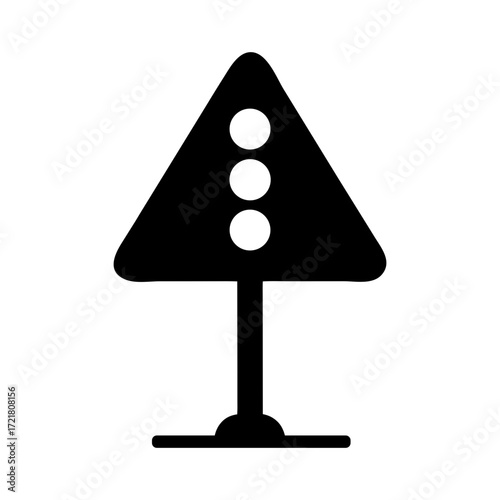 Temporary traffic light road sign silhouette vector design with white background