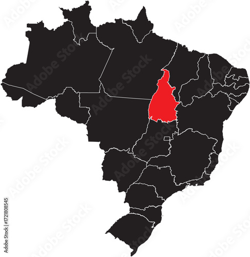  Tocantins State Highlighted on Brazil Map