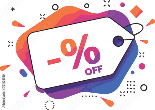 Discount Tag Graphic with Vibrant Abstract Shapes