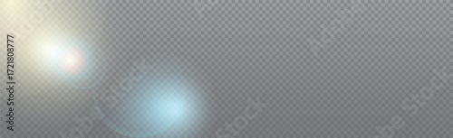 Bright sun with glare on a transparent background - Vector illustration