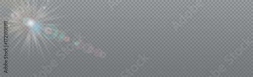 Bright sun with glare on a transparent background - Vector illustration
