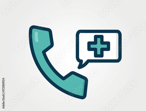 Emergency call icon. Emergency services, medical hotlines, telemedicine, or contacting a doctor for a consultation vector image