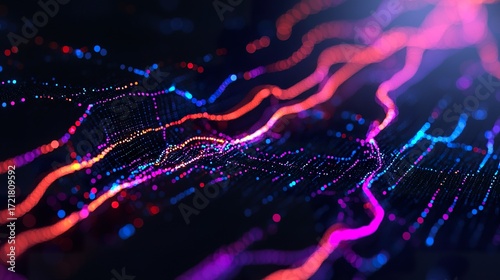 Interactive public transport map route line, glowing digital path, subtle shimmer, moving dots. 