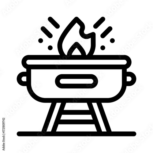 fire pit line icon, fire pit vector outline symbol for apps, websites, and UI design