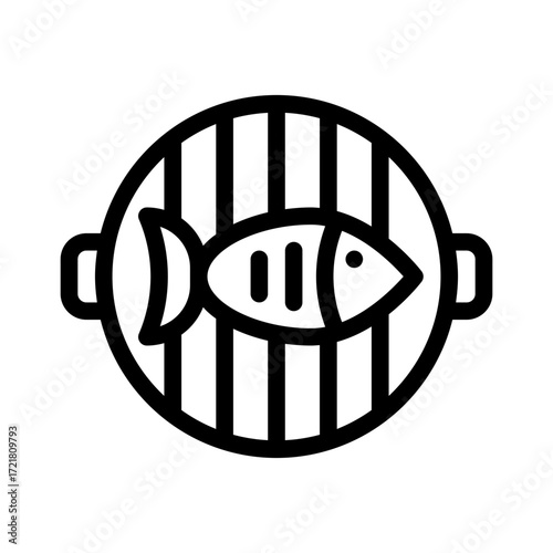 grilled fish line icon, grilled fish vector outline symbol for apps, websites, and UI design