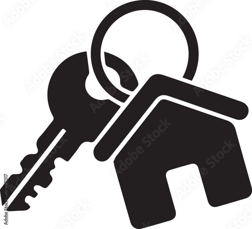 Vector art of a house key and a house keychain
