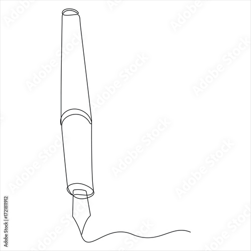 Continuous line drawing of classic ballpoint pen icon back to school minimalist education concept
