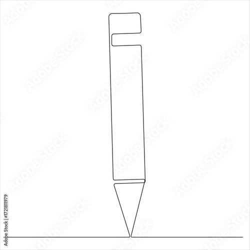 Continuous line drawing of classic ballpoint pen icon back to school minimalist education concept