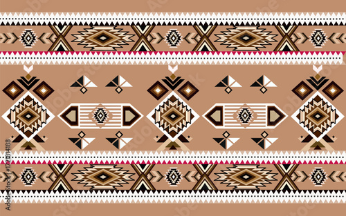 Navajo tribal vector seamless pattern. Native American ornament. Ethnic South Western decor style. Boho geometric ornament. Vector seamless pattern. Mexican blanket, rug. Woven carpet illustration