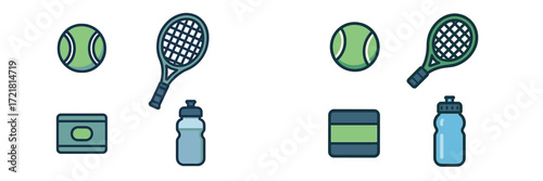 Tennis equipment collection featuring rackets, balls, and accessories for an active lifestyle