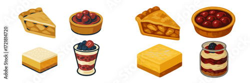 Desserts displayed on a table showcasing various sweet treats in a cozy setting with vibrant colors and rich textures