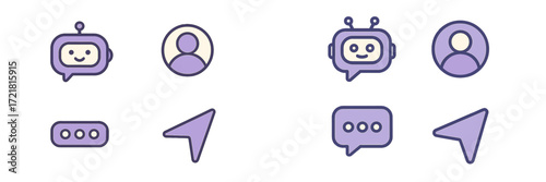 Chatbot and user icons designed for digital communication on modern platforms
