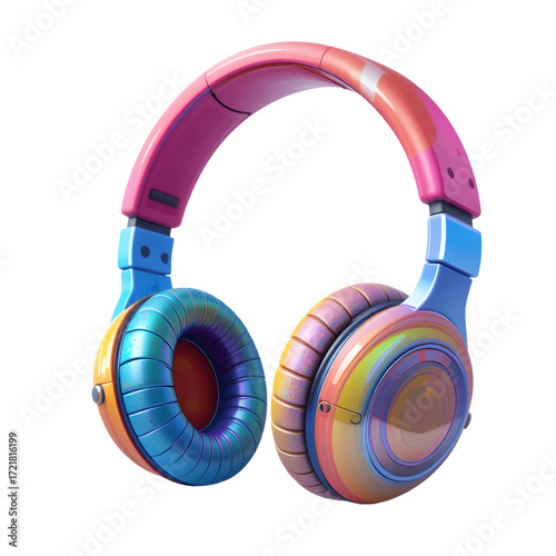 3D Headphones with Vibrant Colors and Smooth Curves