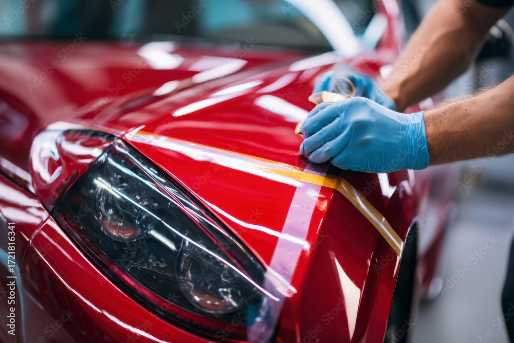 Obraz premium Professional Car Detailing Polishing and Waxing Services for a Showroom Shine