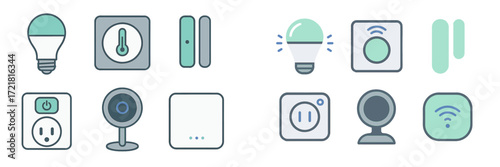 Smart home devices in various designs for modern living spaces improving convenience and efficiency