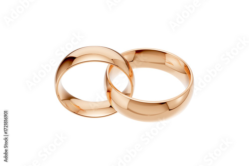 Golden wedding rings. gold illustration with transparent background. Symbols of love and fidelity. Male and female ring interlocked with each other