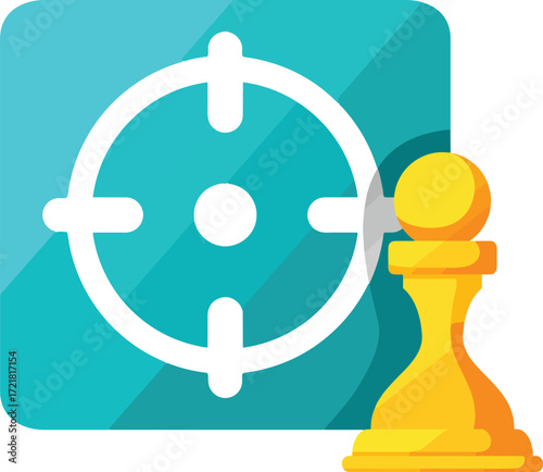 A target symbol with a chess pawn in front