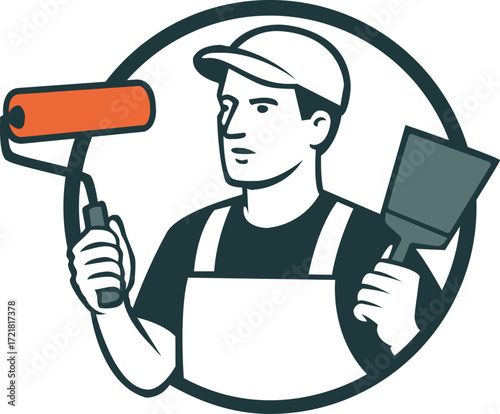 Logo, illustration, icon or tattoo for a painter-drywaller.