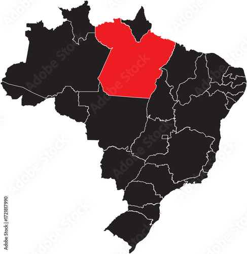 Para State Highlighted on Brazil Map
