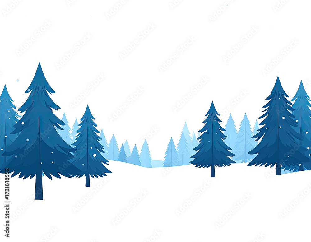 Fototapeta premium Winter forest scene with falling snow (1)