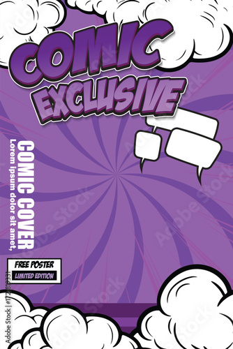 purple comic book cover design concept