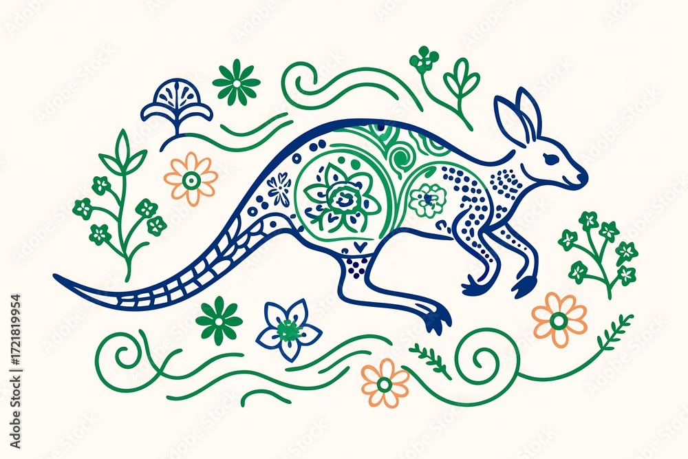 Fototapeta premium Vector illustration of a black animal silhouette with a tribal ornament pattern for tattoo art design