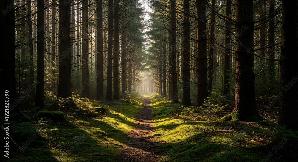 Fototapeta premium Serene Forest Path for Mindful Bathing