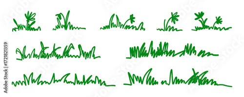 Hand drawn grass vector line natural field silhouette shadow doodle. Blossom silhouette flowers spring illustration in sketchy style isolated on white