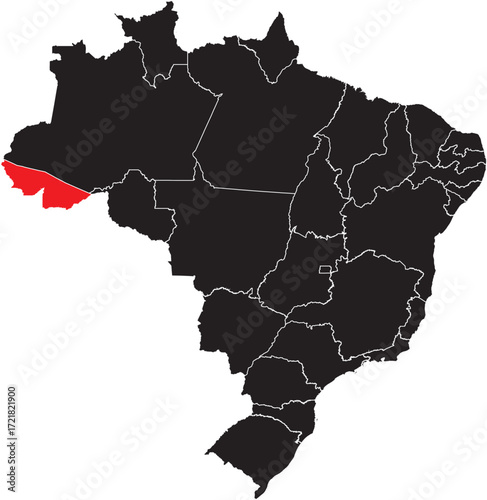 Acre State Highlighted on Brazil Map