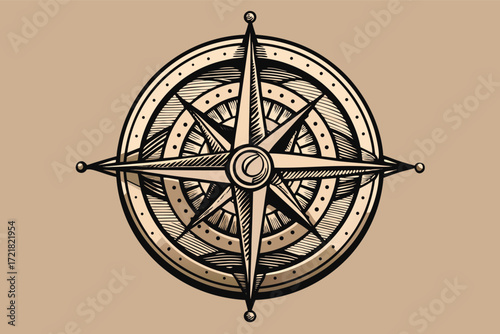 Vintage compass design featuring intricate details and a classic look