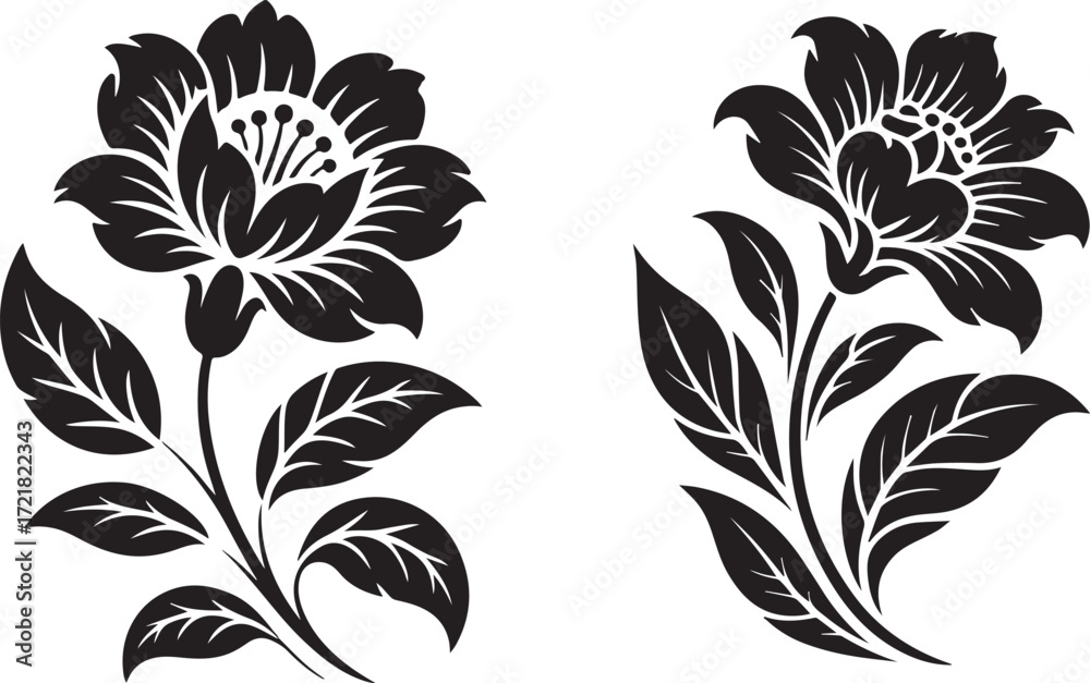 Obraz premium Nochebuena Silhouette, Elegant Christmas Poinsettia Design