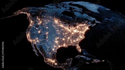 north america nighttime city lights