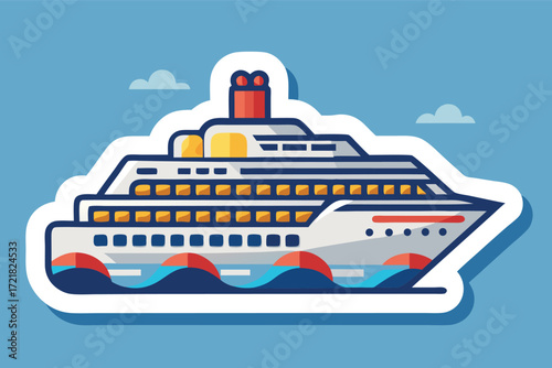 Large cruise ship sailing on calm waters under a clear blue sky