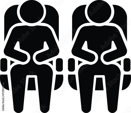 Two people sitting side by side in movie theater seats audience cinema entertainment vector