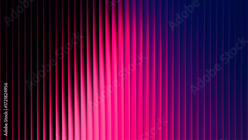 Glowing pyramid shape formed by vibrant deep pink violet light shining through fractal glass. Ribbed glass surface adds texture and dimension, creating optical depth with futuristic feeling. Vector