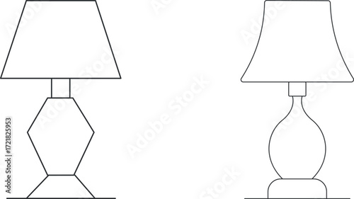 Minimalist vector line art of a classic table lamp