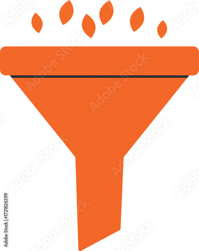 Orange funnel with falling leaves illustration a simple graphic design element