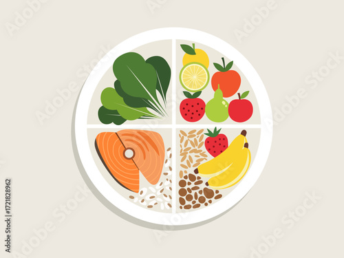 balanced diet food health illustration lifestyle
