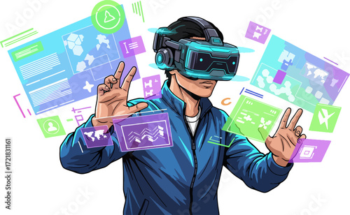 Augmented Reality Glasses Technology Vector Illustration