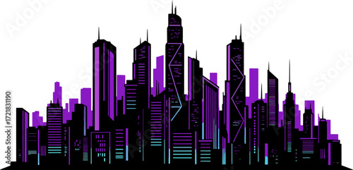 Futuristic Cyberpunk Cityscape Neon Vector