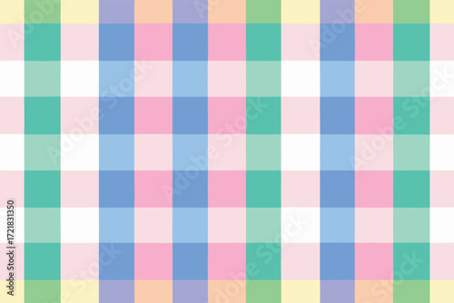 Colorful plaid pattern showcasing pastel squares in a playful arrangement suitable for various design uses