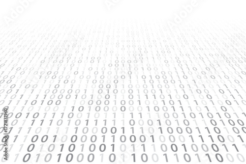 Abstract perspective binary code on a White background. Computer digital data design template. Matrix technology vector illustration