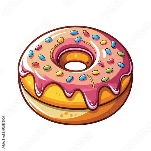 Delicious frosted donut with colorful sprinkles food item sweet treat bakery